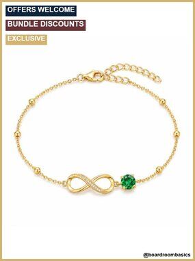 18K Yellow Gold Infinity Birthstone Bracelet Adjustable 7-9"